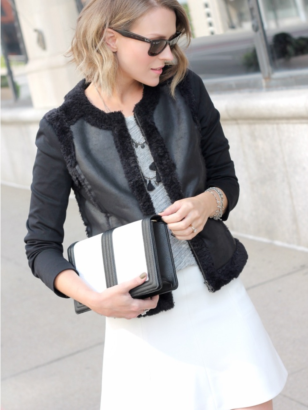 Ella Moss Black Faux Shearling Trim Teddy Jacket